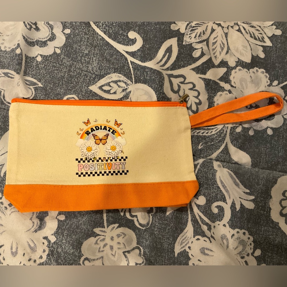 Orange and Cream Pouch with Positive Message